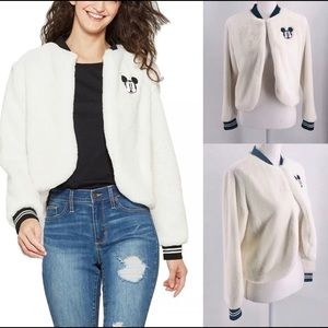 Faux Fur Disney Jacket with Mickey Patch
